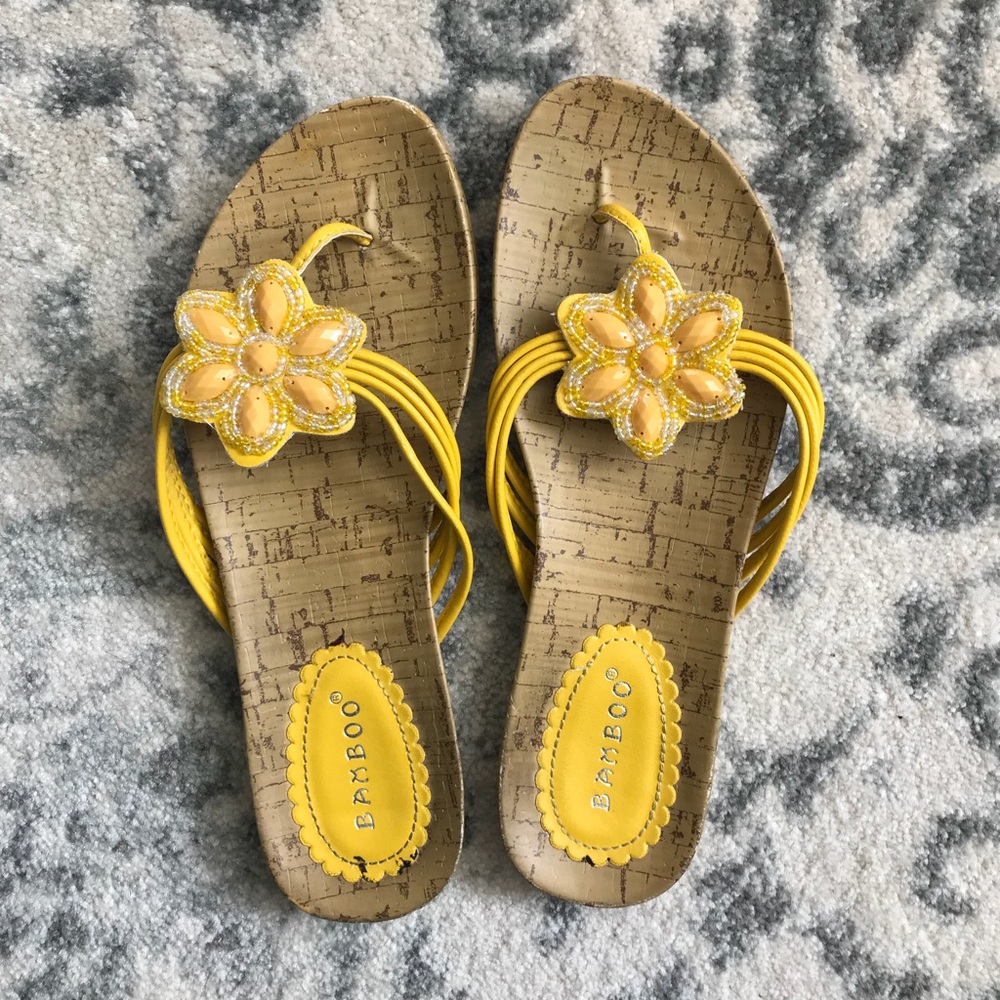 Flower Beaded Flip Flops